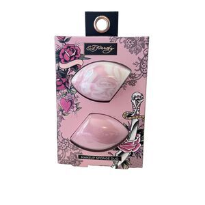 Ed Hardy Makeup Sponge Duo 2-Piece Pink Teardrop Reusable Standard Sponges New